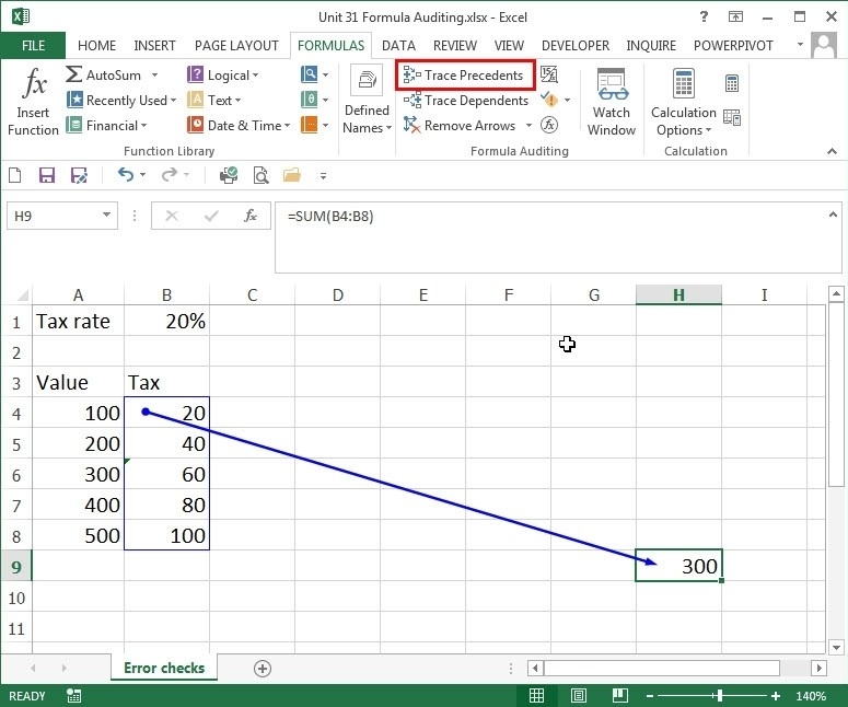 excel for mac trace dependents